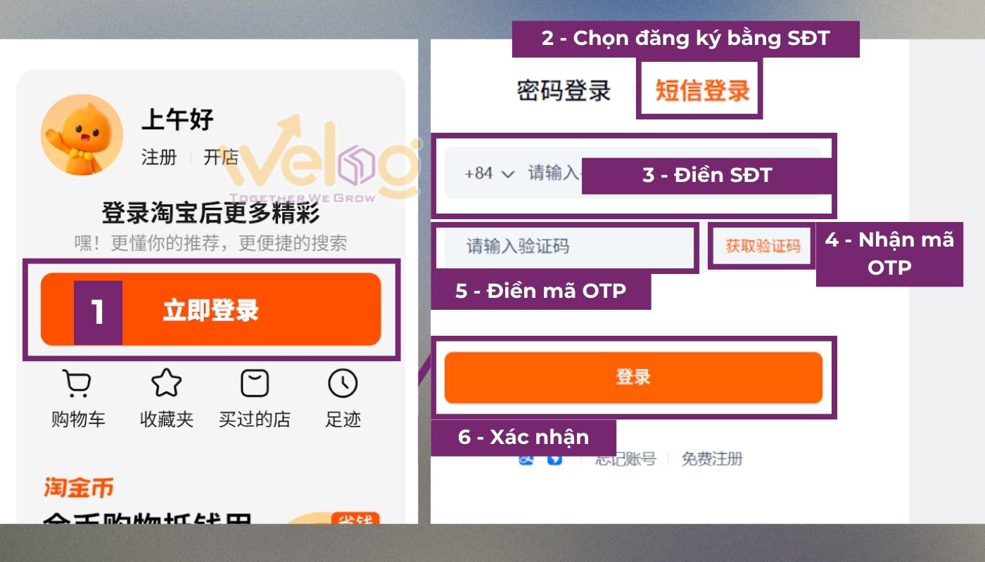Đăng ký/đăng nhập tài khoản mua hàng trên các sàn TMĐT