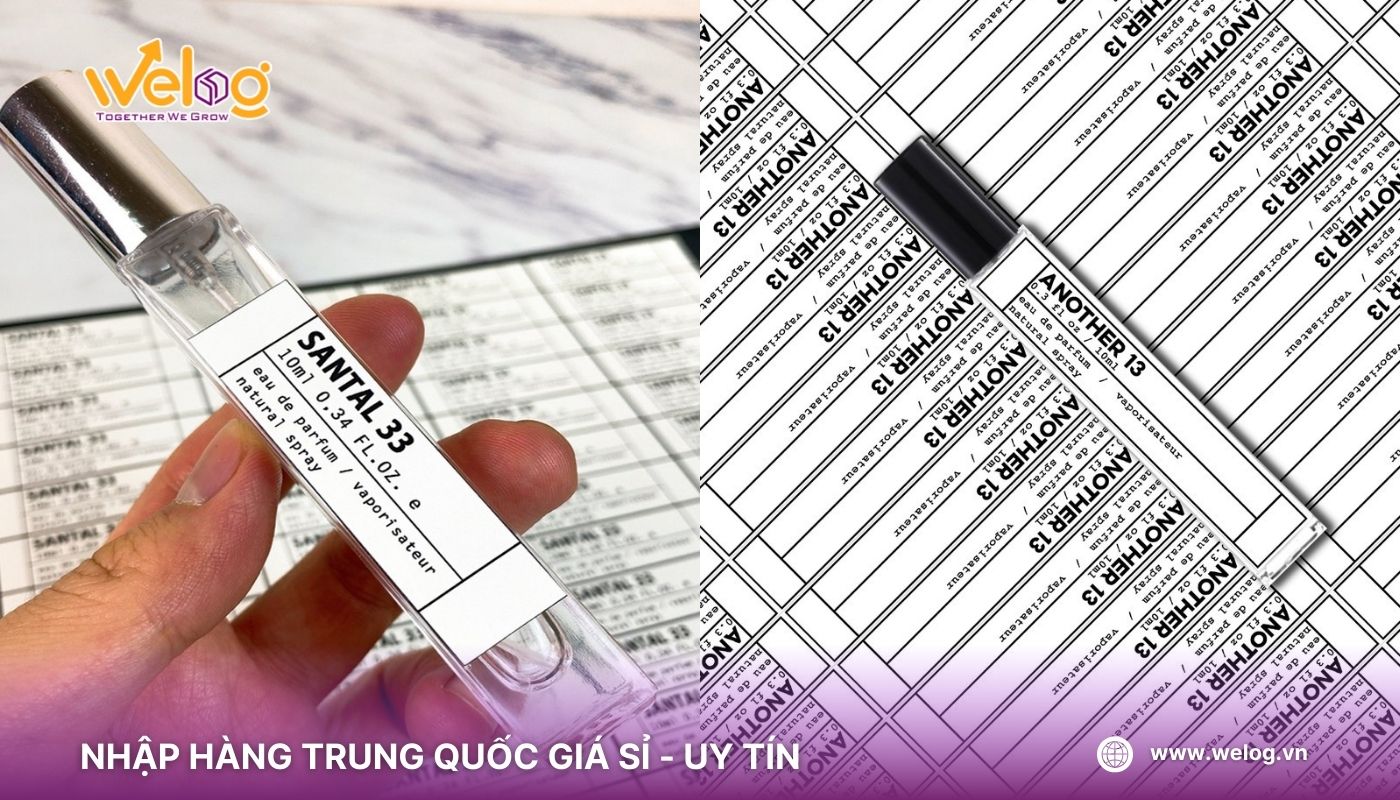Dán nhãn mác cho lô hàng nước hoa nhập khẩu Trung Quốc