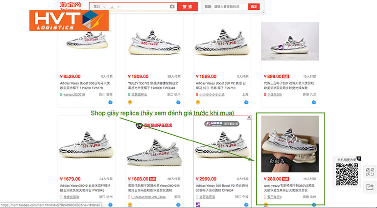 Order giày replica taobao bằng hình ảnh