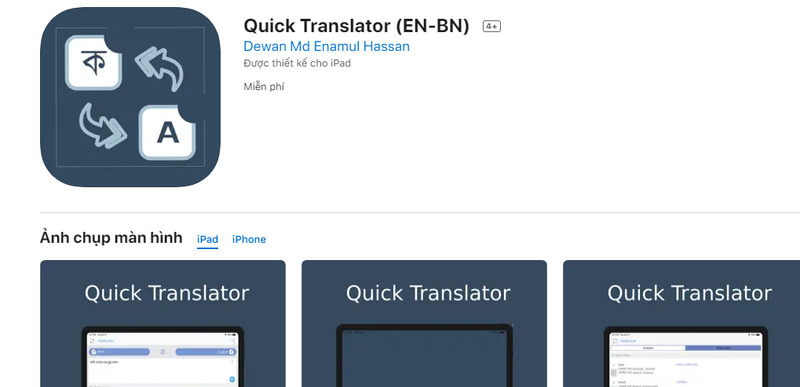 Tải app Quick Translator cho hệ điều hành iOS