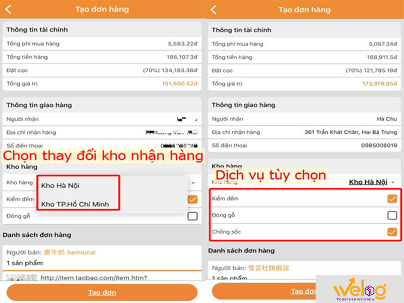 Hướng dẫn đặt hàng taobao bằng điện thoại