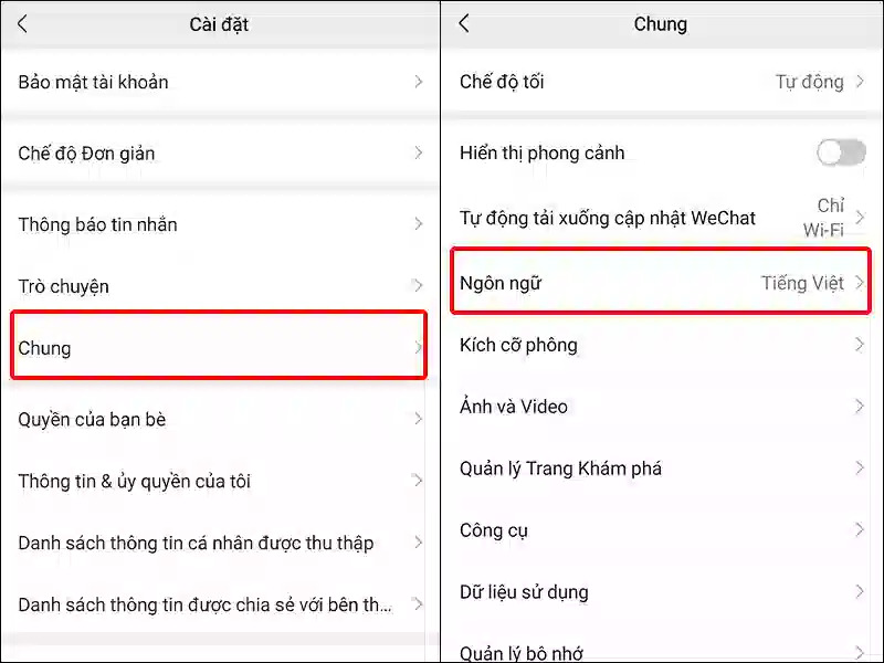 Chọn ngôn ngữ Tiếng Việt để dễ dàng sử dụng mọi tiện ích