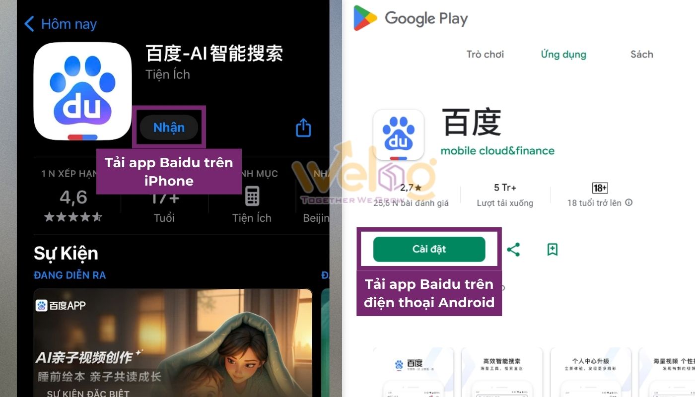 Tải và cài đặt ứng dụng Baidu Trung Quốc trên smartphone