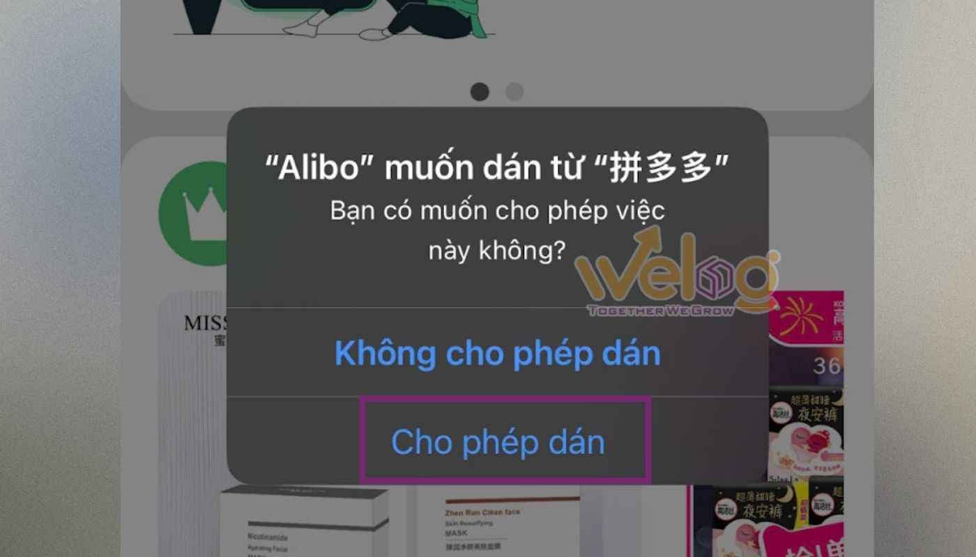 Paste link sản phẩm Pinduoduo sale trên app Alibo