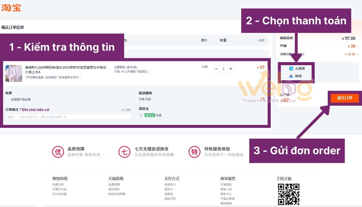 Thanh toán đơn mua hàng Tmall.com