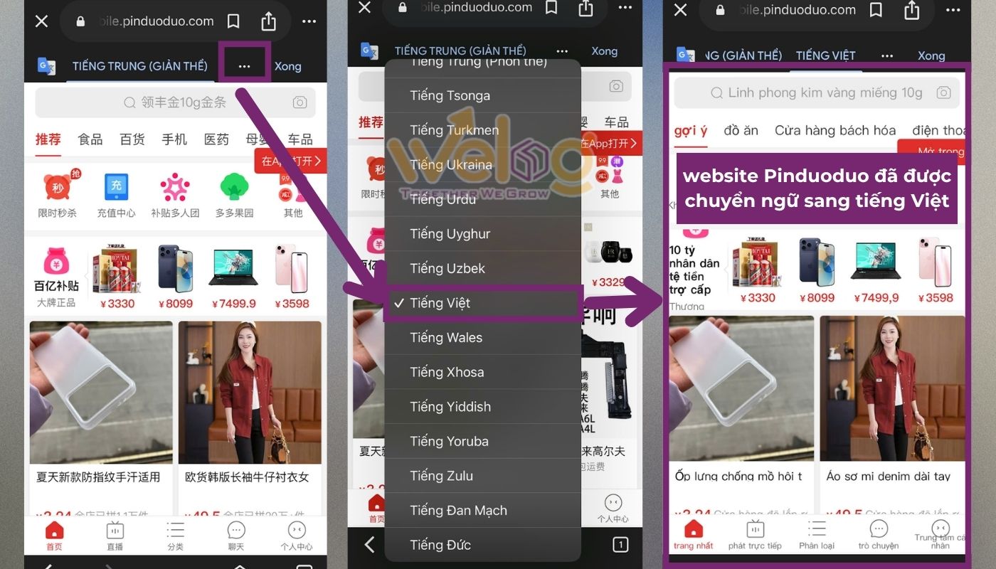 Cách cài Pinduoduo sang tiếng Việt trên điện thoại Android