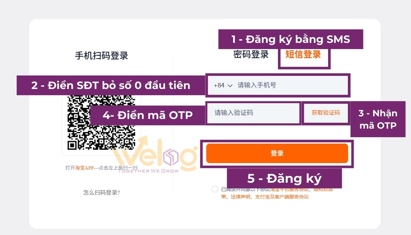 Nhập thông tin để hoàn tất cách tạo tài khoản Tmall