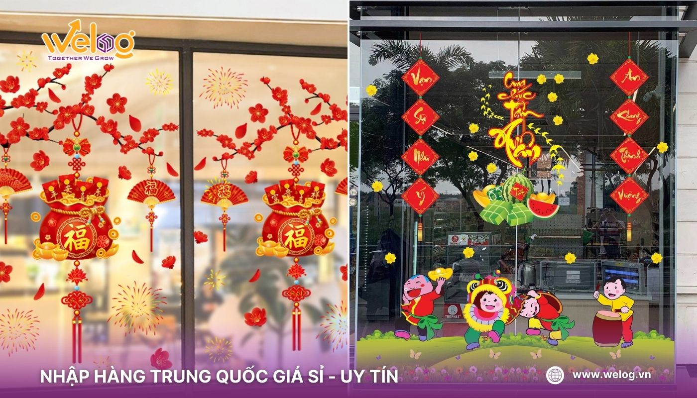 Nhập decal dán Tết trang trí về bán