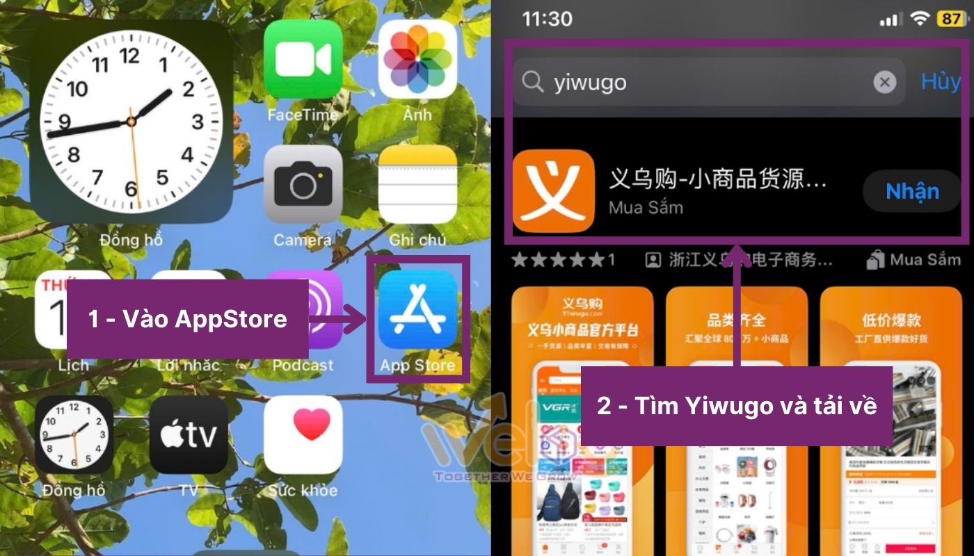 Hướng dẫn tải app mua nhập hàng trên Yiwugo.com trên IOS