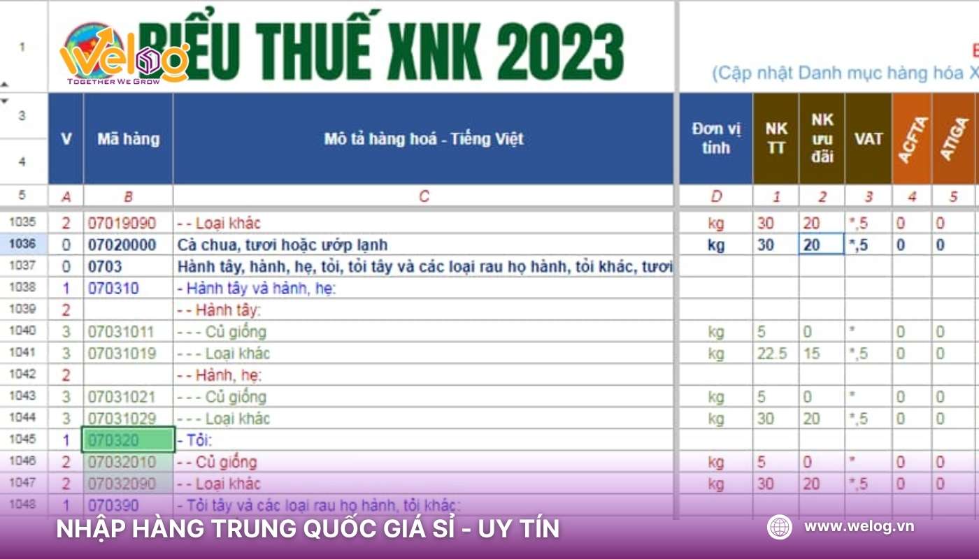 Mã HS code và thuế nhập khẩu tỏi nội địa Trung