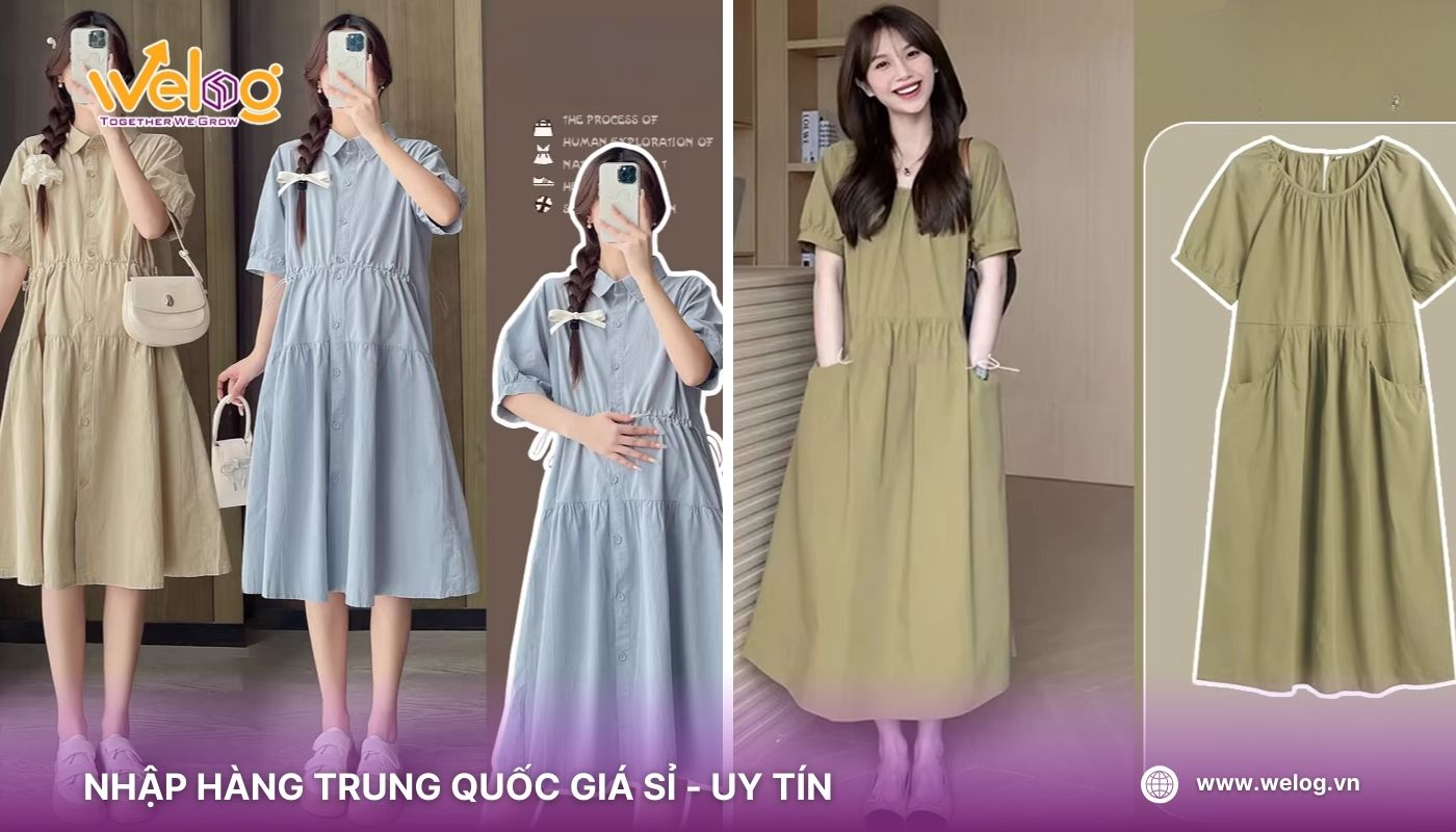 Nhập sỉ đầm bầu Quảng Châu thiết kế trẻ trung