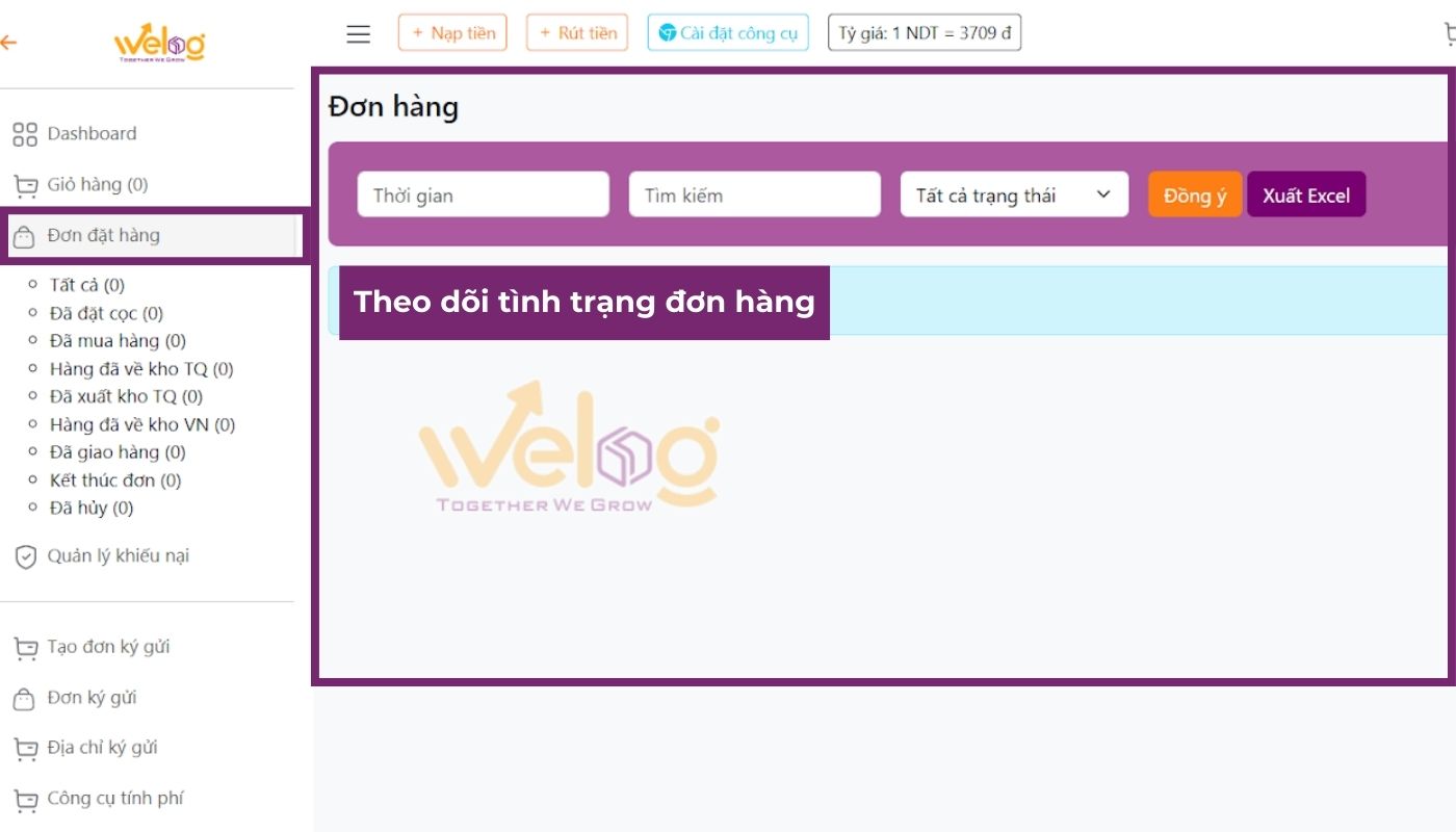 Truy cập “Đơn đặt hàng” để theo dõi đơn hàng