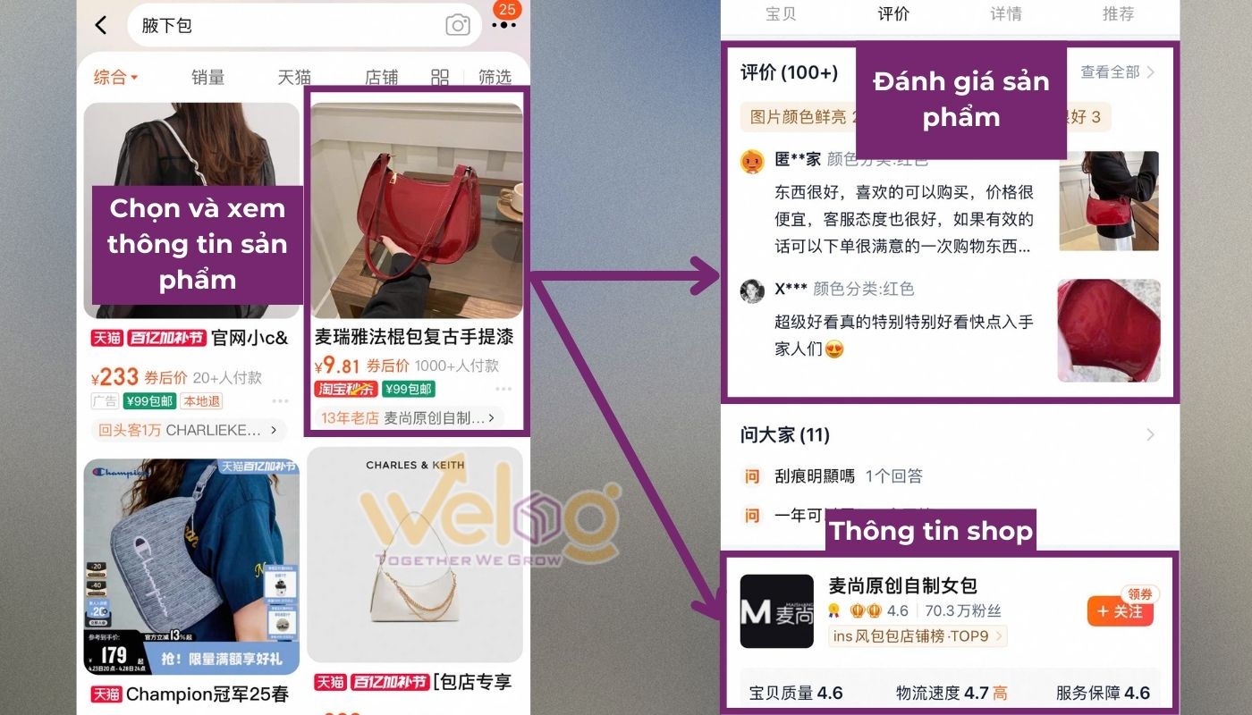 Chọn sản phẩm phù hợp và xem kỹ thông tin cùng đánh giá từ người bán