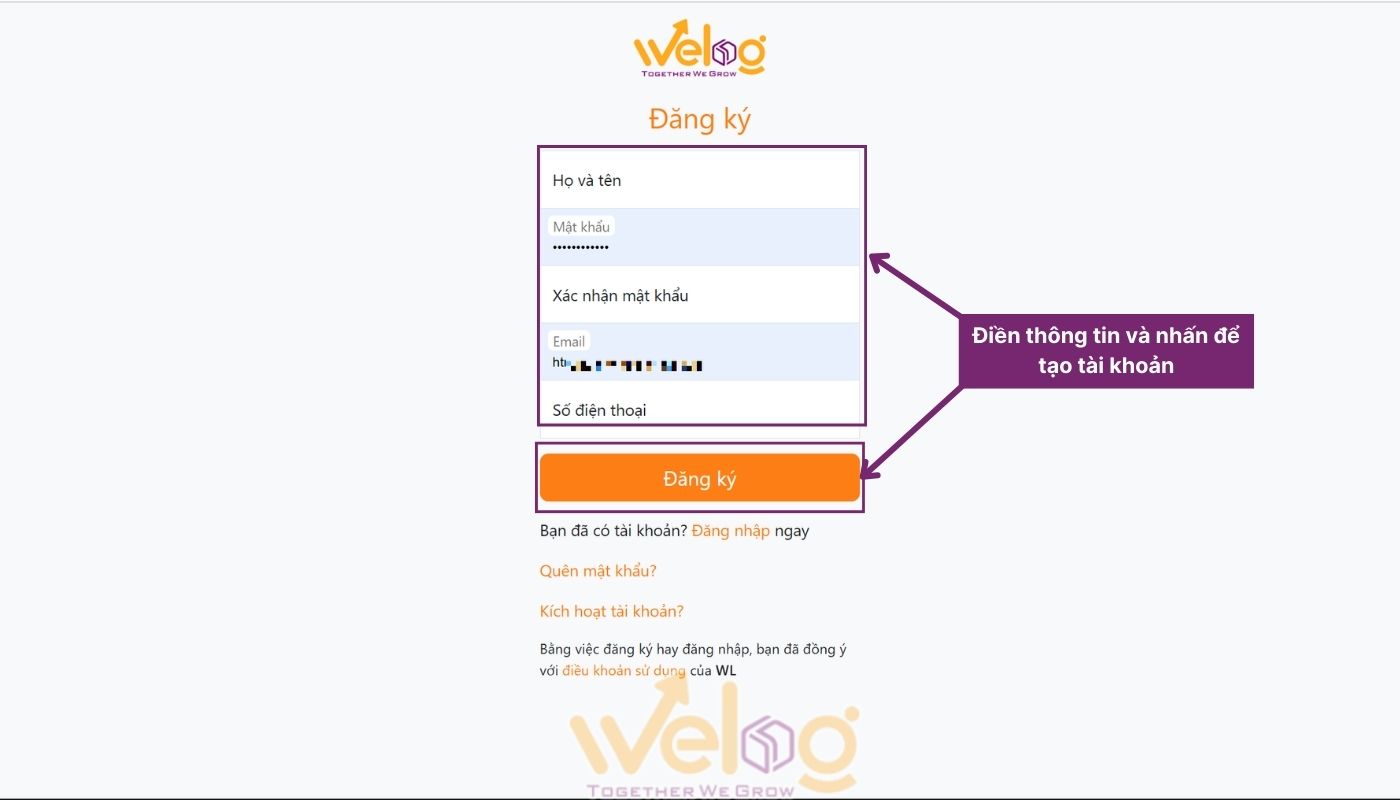 Tạo tài khoản miễn phí để bắt đầu order hộ Trung Quốc tại WeLog