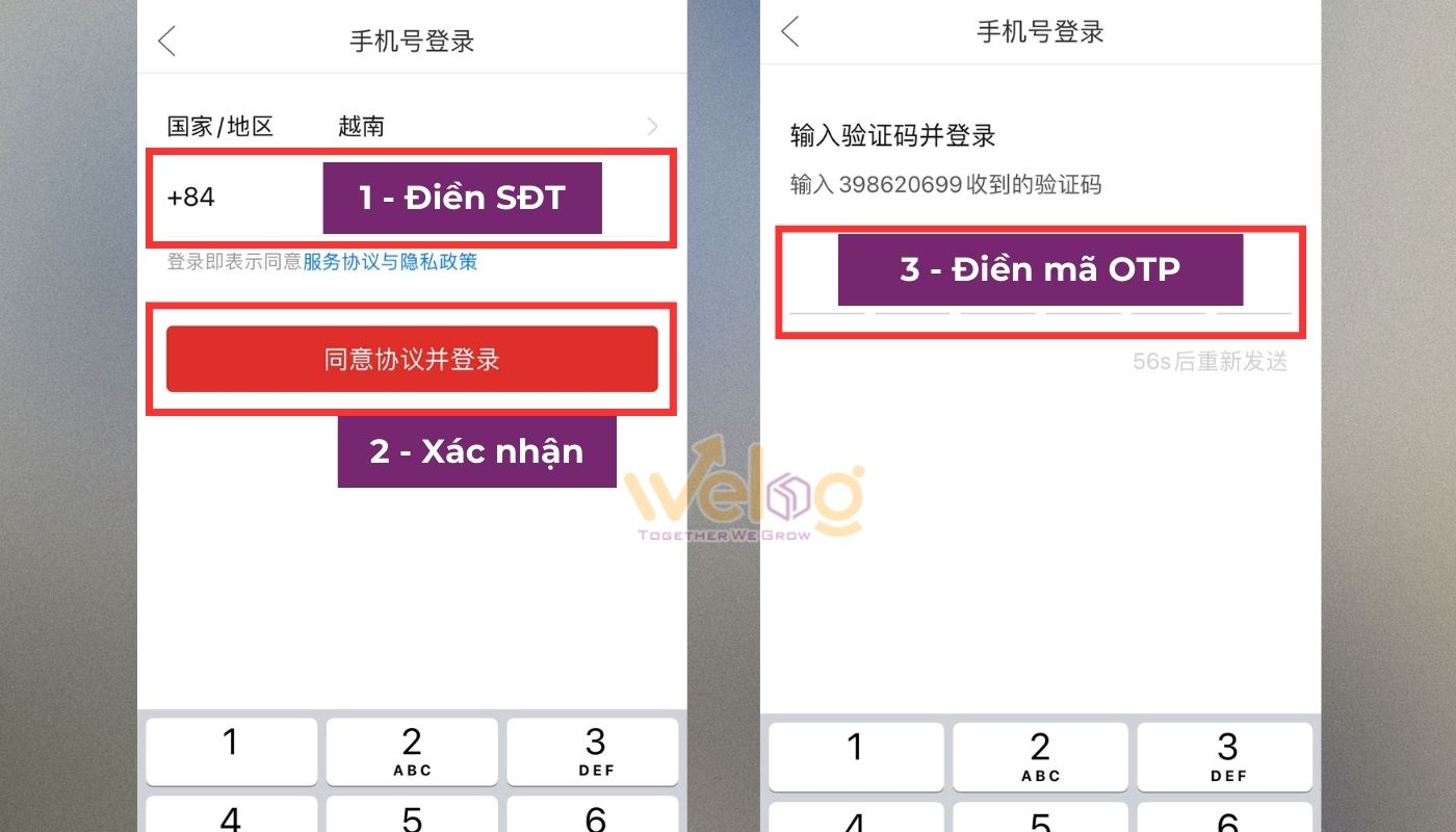 Ghi SĐT và nhập mã OTP để hoàn tất đăng ký tài khoản 