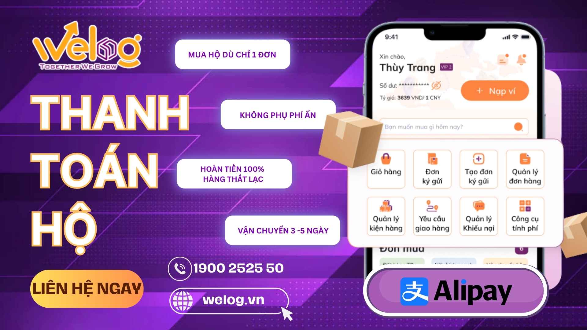WeLog – Giải pháp thanh toán hộ Alipay đáng tin cậy