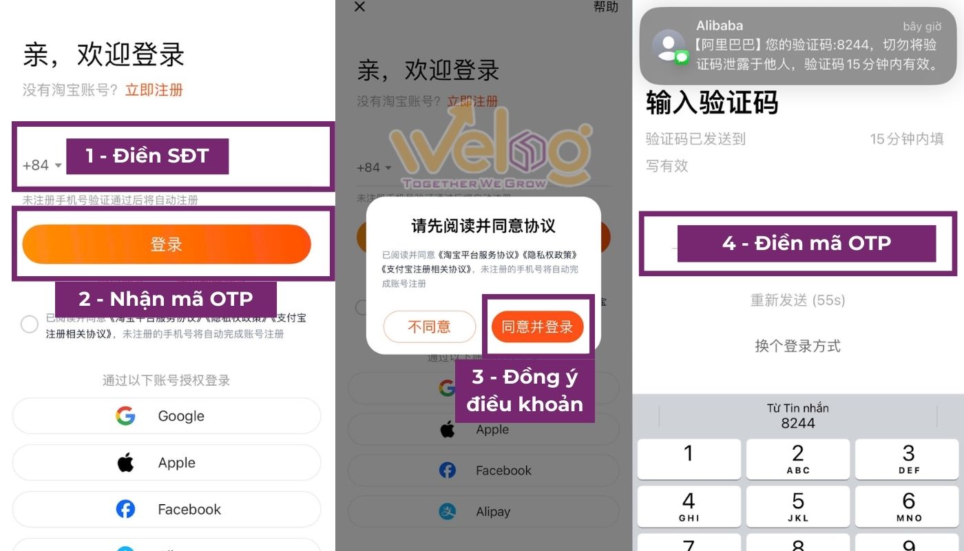Nhập số điện thoại và mã OTP để xác nhận