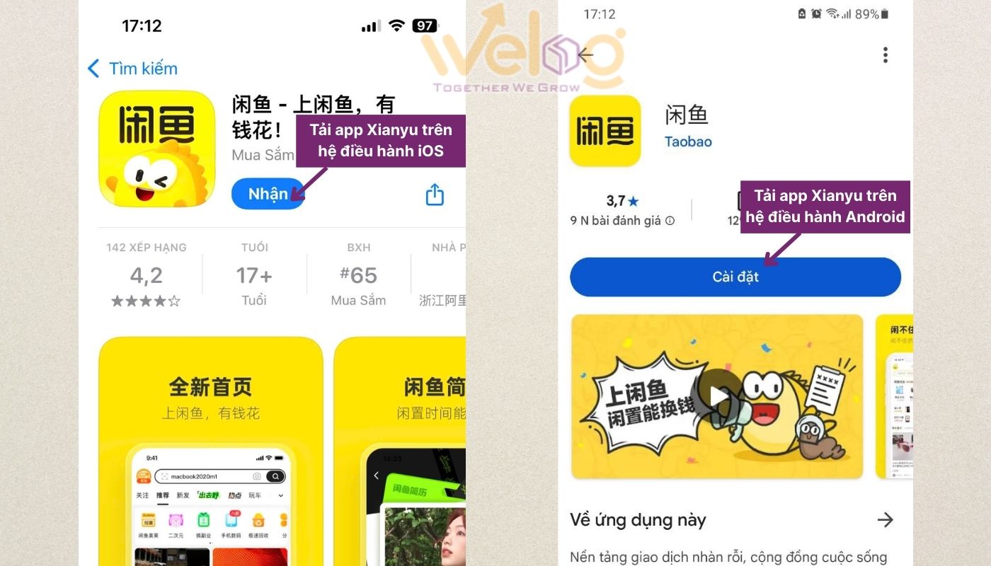 Tải app đặt hàng hóa 2taobao theo đúng hệ điều hành của điện thoại