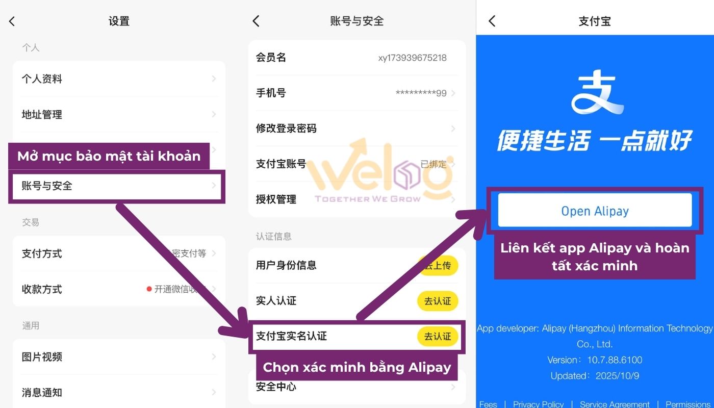 Hướng dẫn cách mở khóa chat trên Xianyu bằng liên kết với app Alipay Cách mở khóa chat app Xianyu bằng Alipay