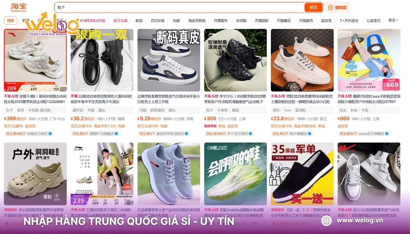 Order giày dép Quảng Châu giá rẻ trên các sàn TMĐT