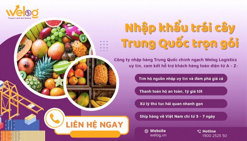 Nhập khẩu trái cây trọn gói cùng Welog