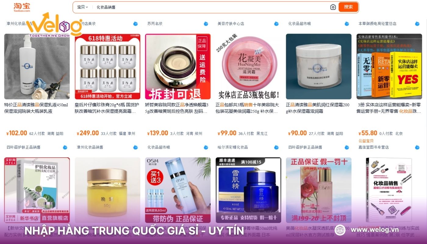 Order mỹ phẩm Quảng Châu trên các sàn TMĐT