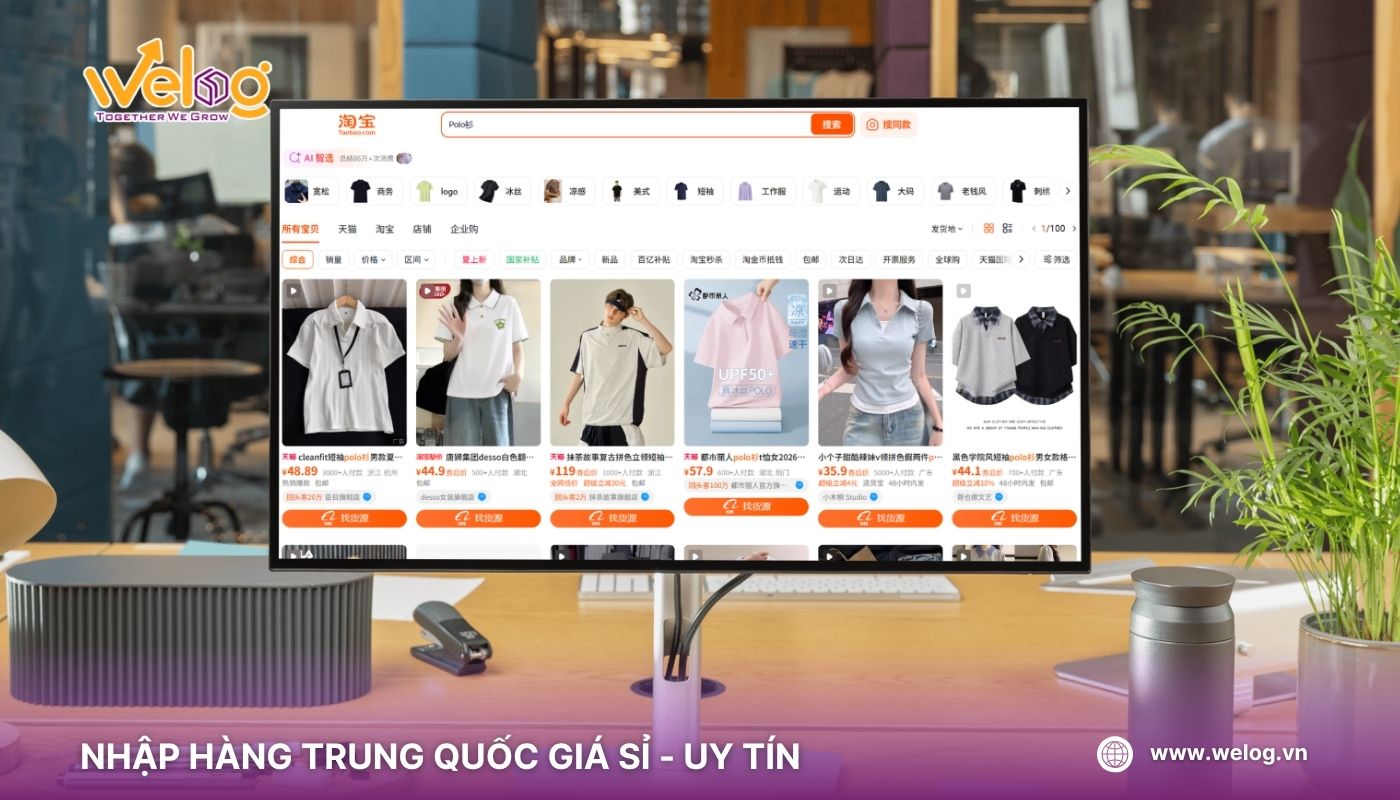 Order sỉ hàng áo polo Trung Quốc trên Taobao, 1688, Tmall