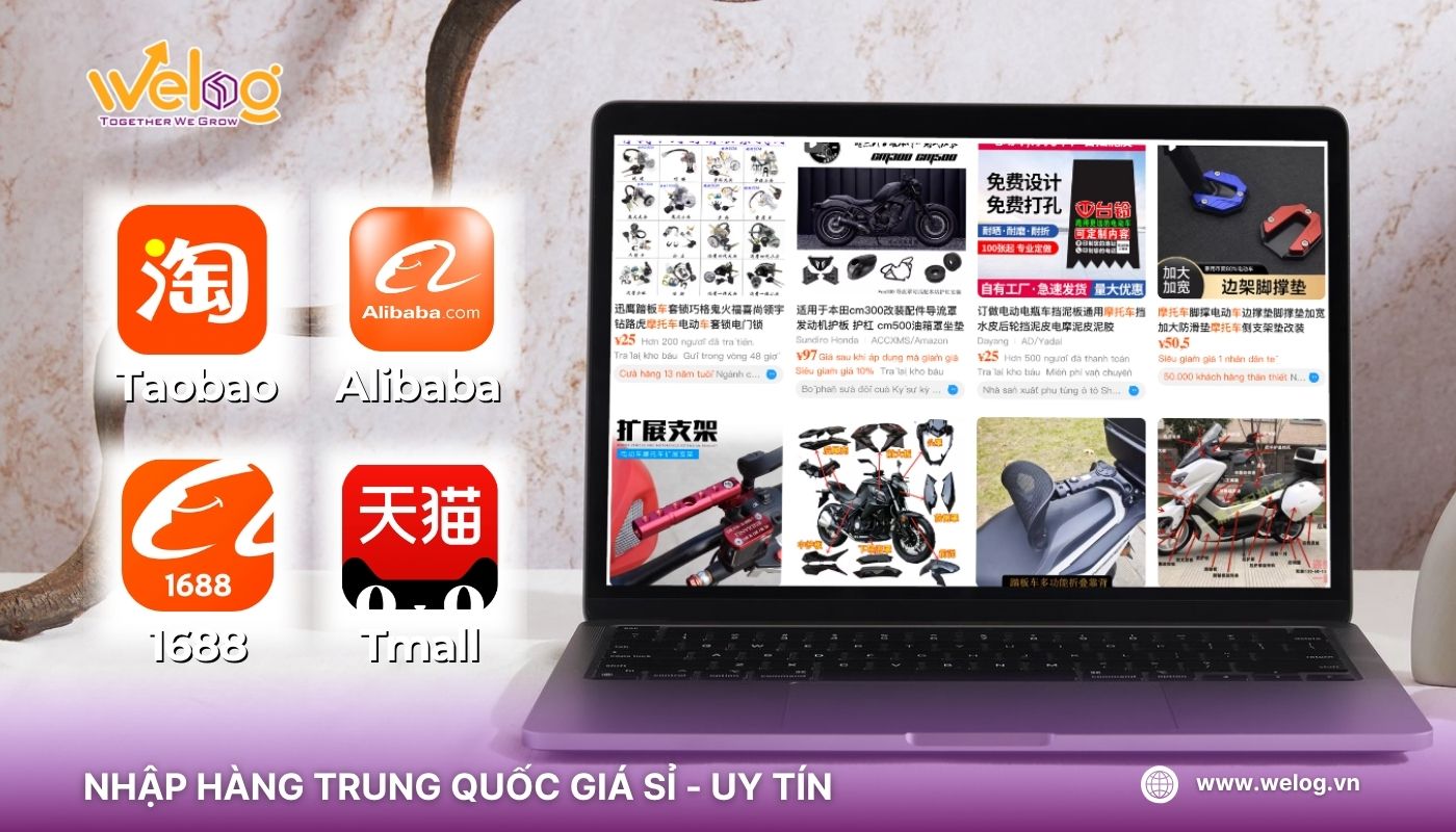 Nhập hàng phụ tùng xe máy điện Trung Quốc & xe máy xăng Trung Quốc trên các sàn TMĐT