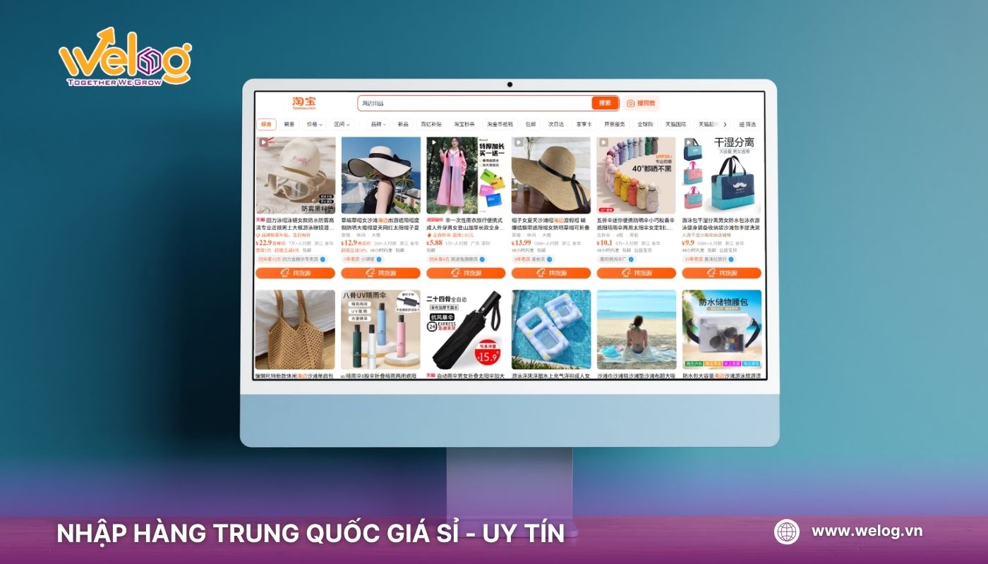 Nhập nguồn sỉ phụ kiện đi biển trên Taobao, 1688, Tmall