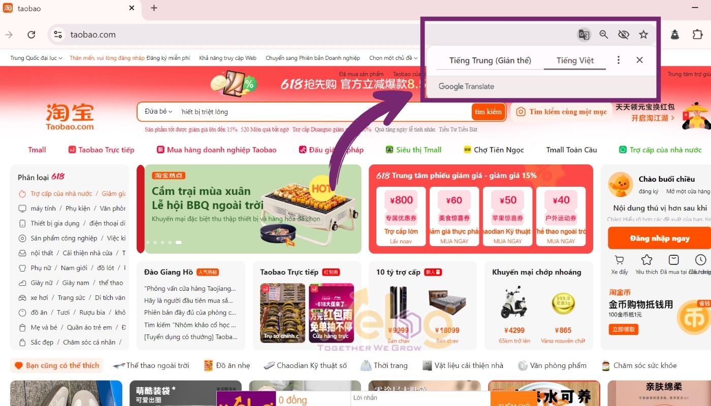Dùng Google Dịch để phiên dịch trang mua hàng trên Chrome