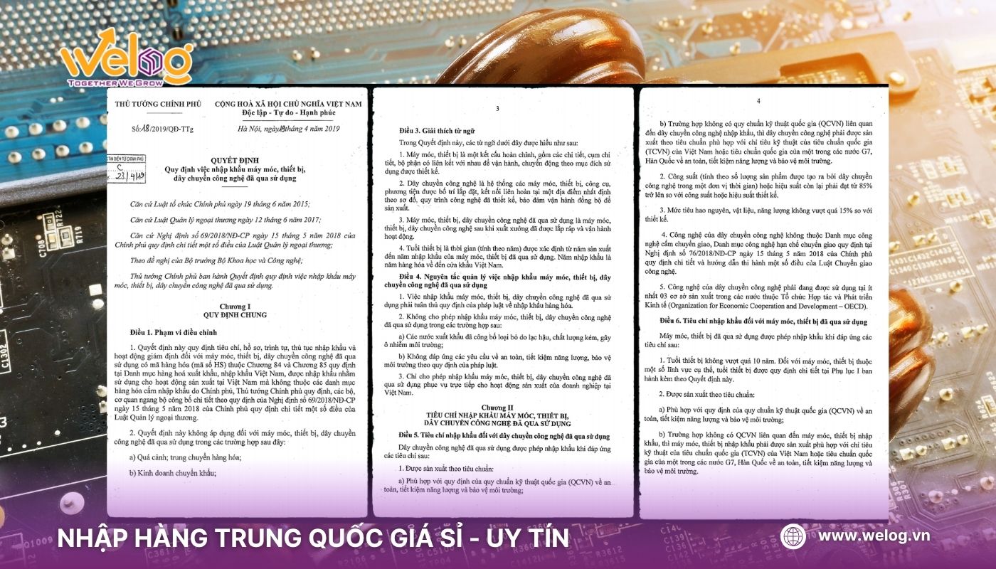 Quy định thủ tục nhập khẩu máy móc cũ từ Trung Quốc