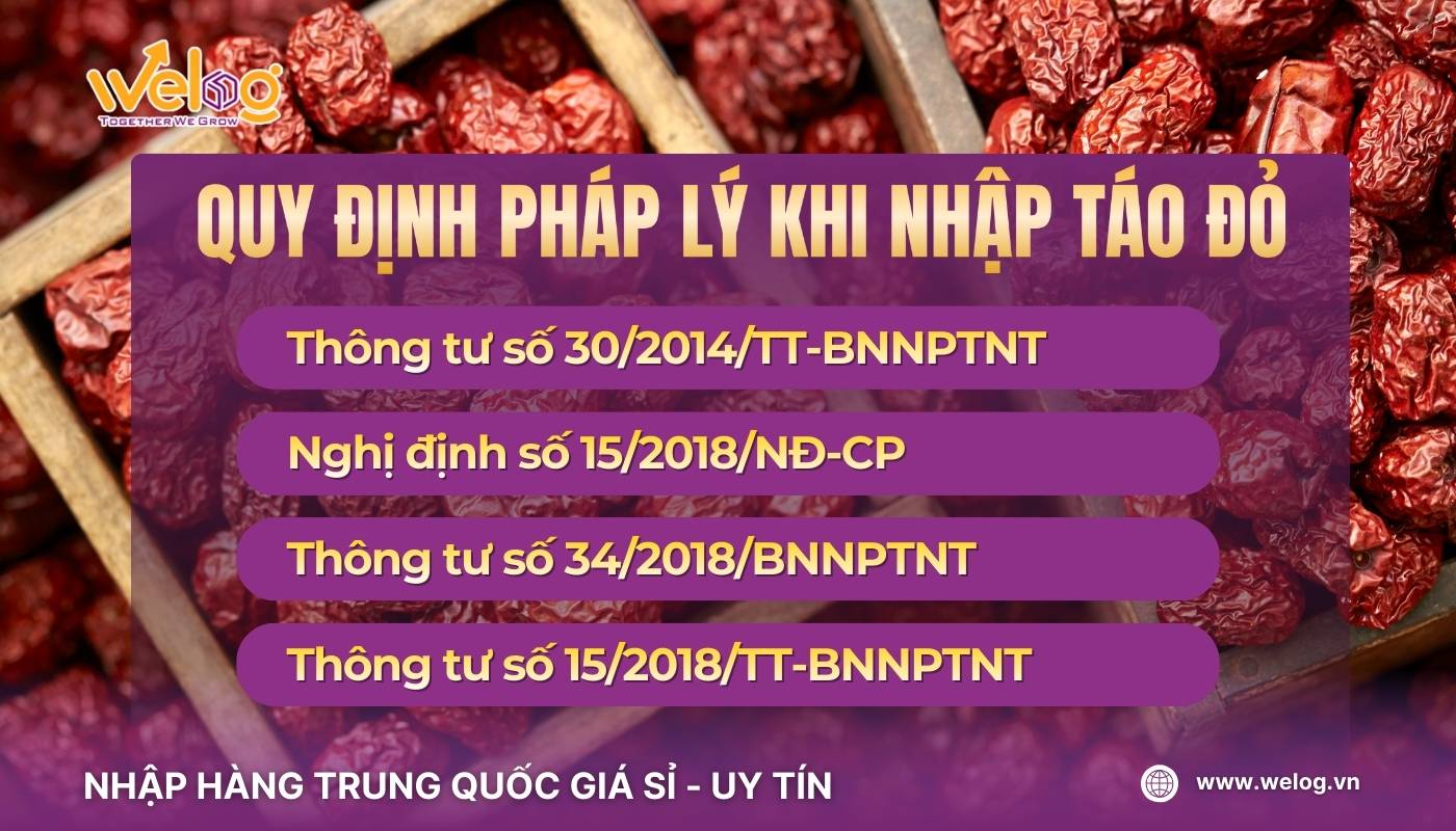 Các quy định và văn bản pháp lý liên quan đến thủ tục nhập khẩu táo đỏ
