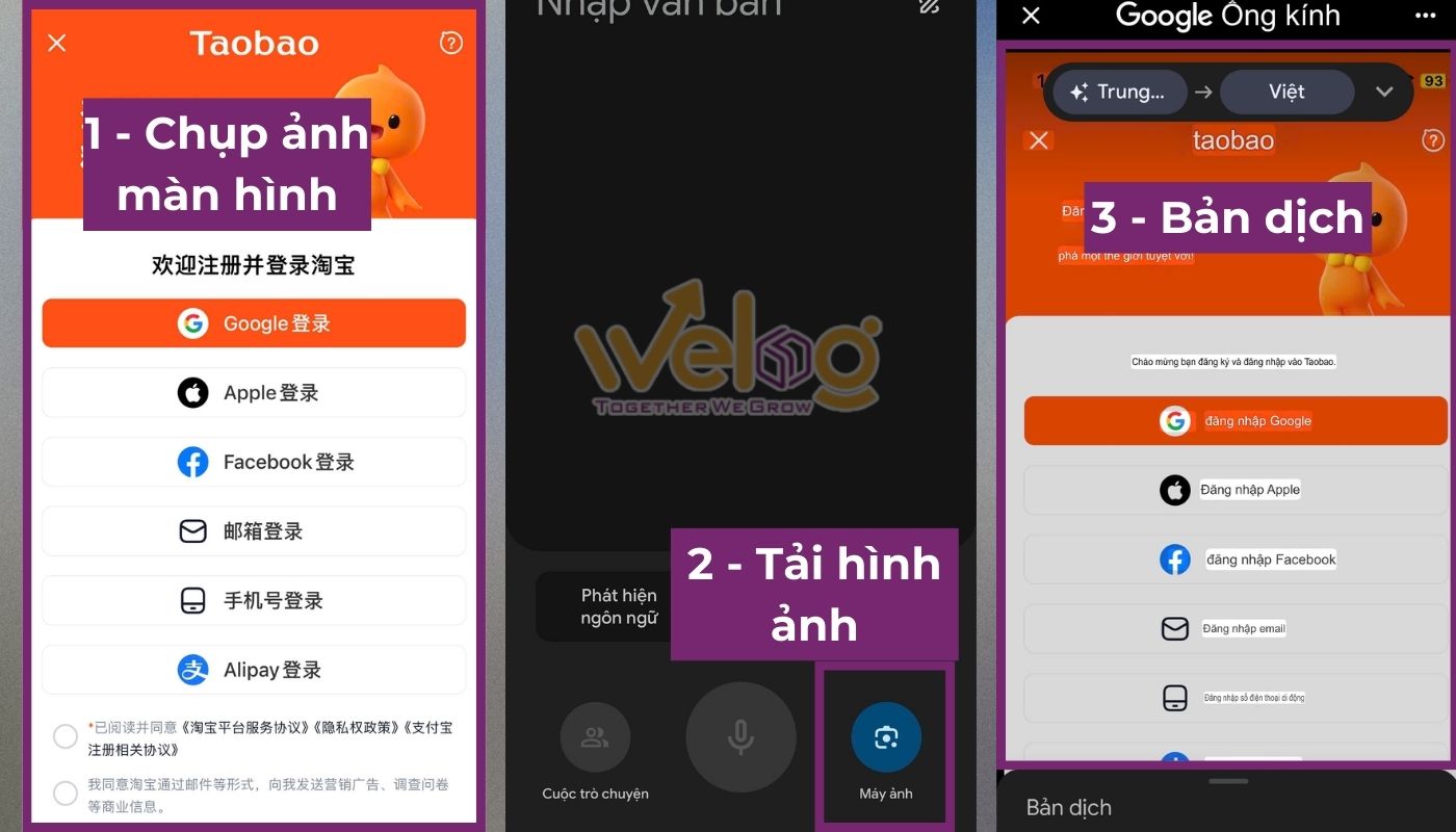 Dịch giao diện Taobao sau khi tải app Taobao tiếng Việt