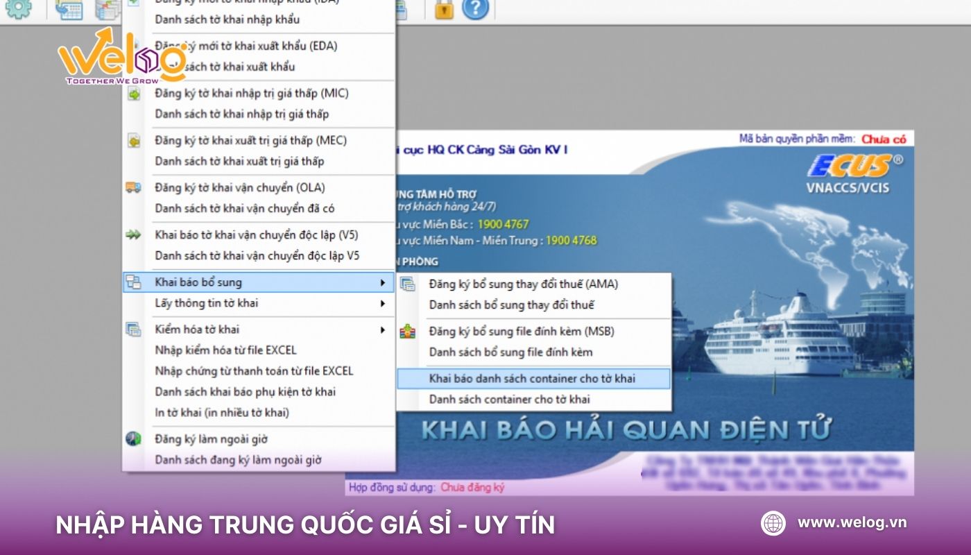 Khai báo hải quan điện tử và nhập đầy đủ thông tin liên quan đến lô hàng mắt kính