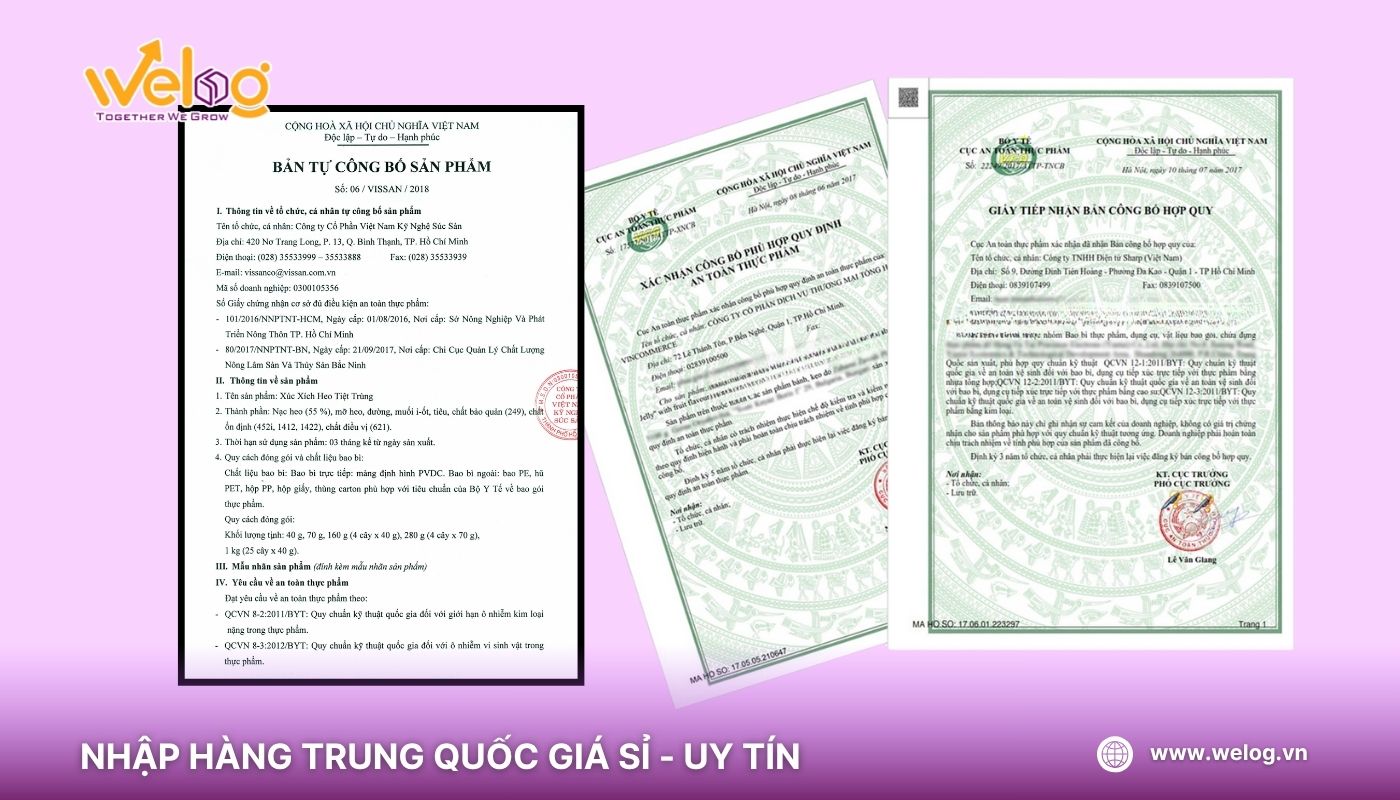 Đăng ký kiểm tra ATTP xúc xích nhập khẩu từ China