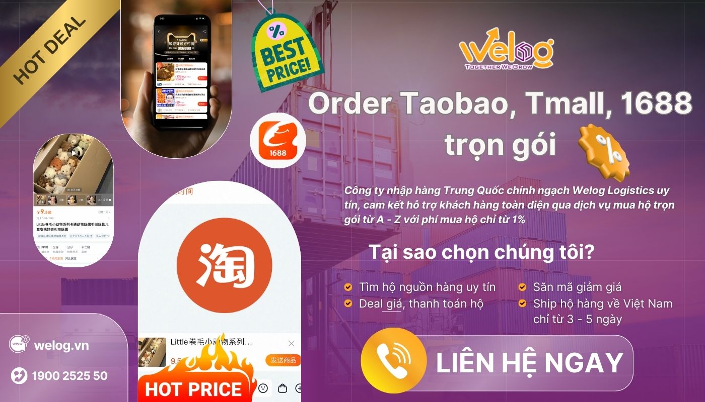 Dịch vụ order hộ Taobao 1688 Tmall trọn gói bao gồm khâu đàm phán giá của Welog