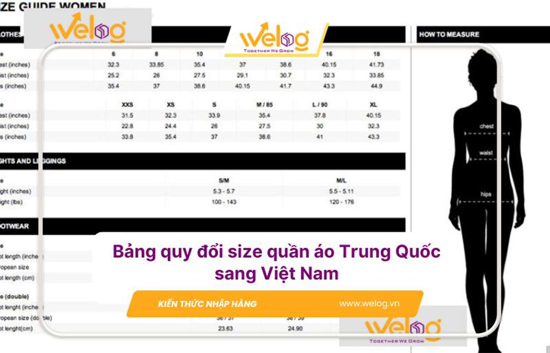Bảng quy đổi size quần áo Trung Quốc sang Việt Nam